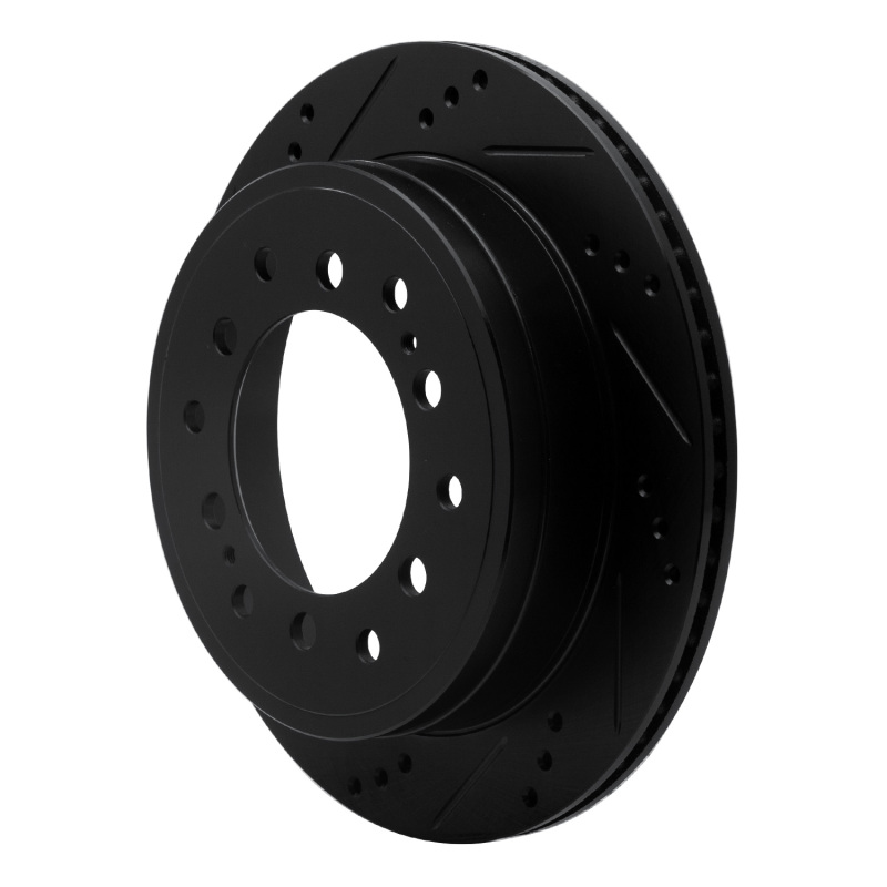 Lexus GX460 Brake Rotor (1) - Rear Left - R1 Concepts - Drilled & Slotted - Black - `10-`24